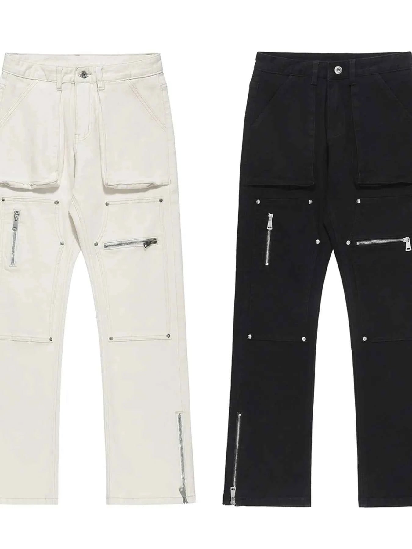 Men's Multi-Pocket Pants with Zipper Details